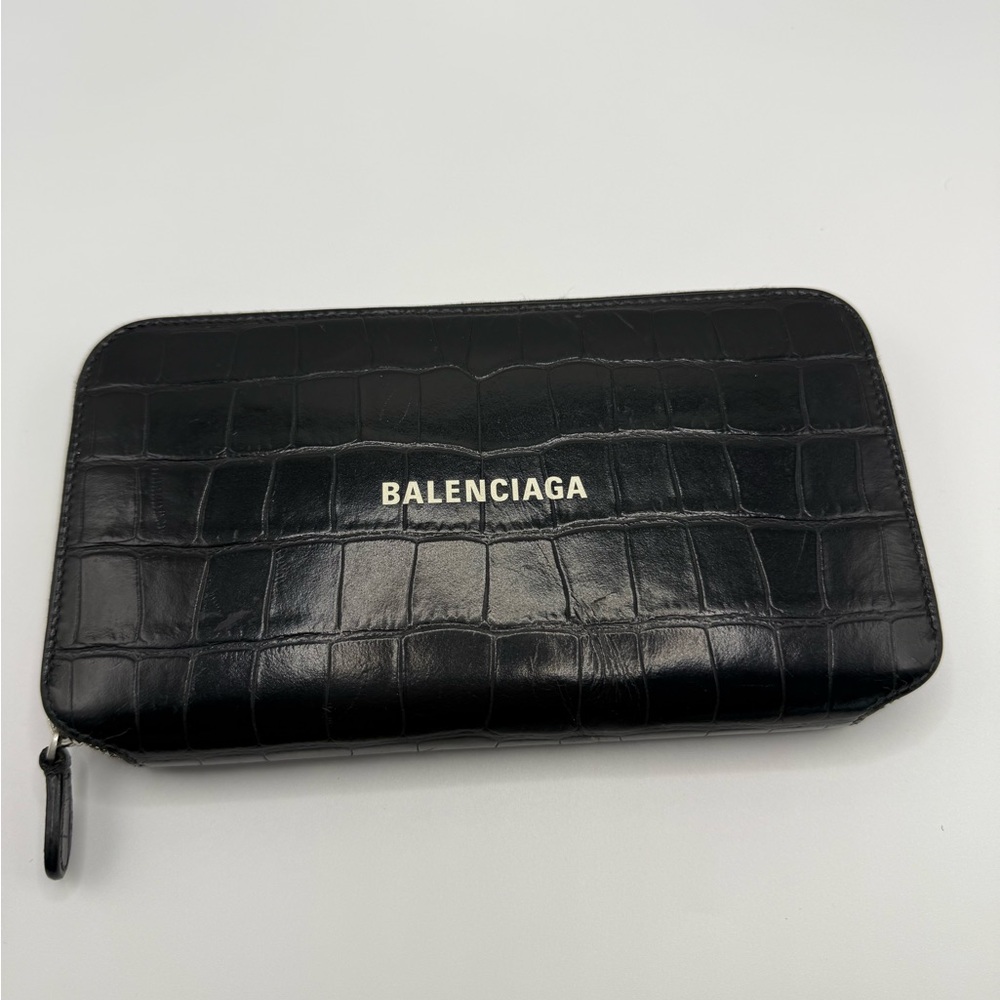 Balenciaga Black Crocodile Embossed Men's Wallet